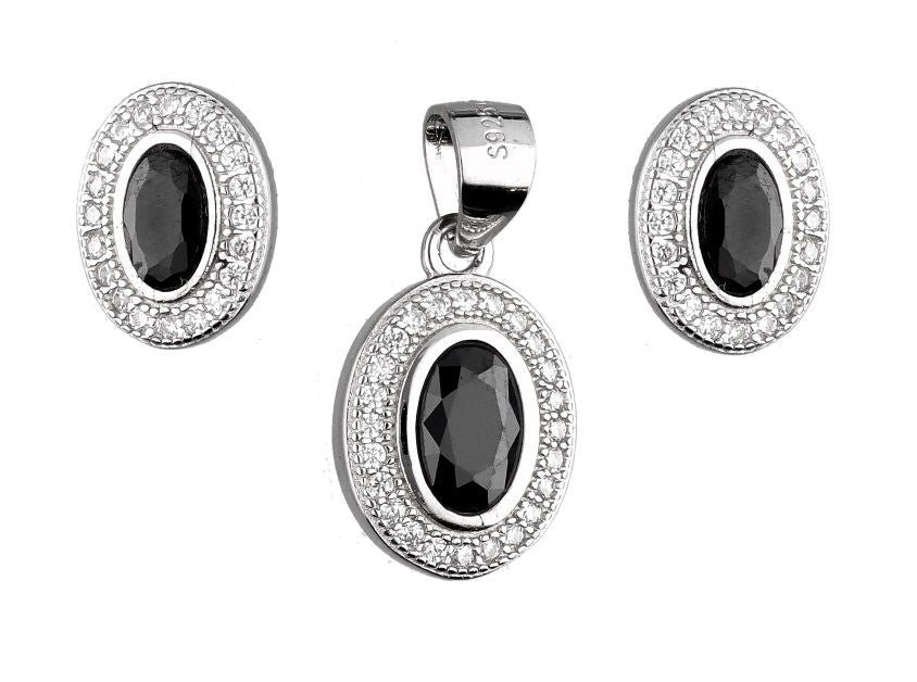Silver Jewelry Set Black