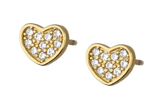 Silver Earrings Gold Plated Heart