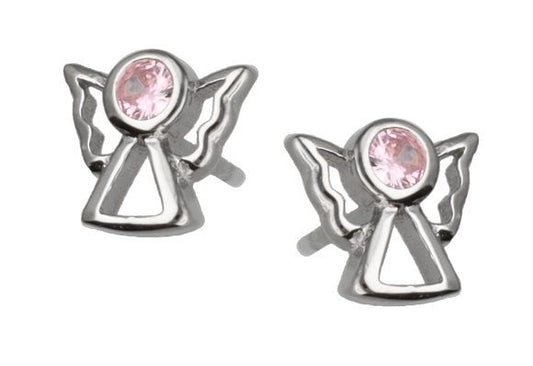 Silver Earrings Angel Pink