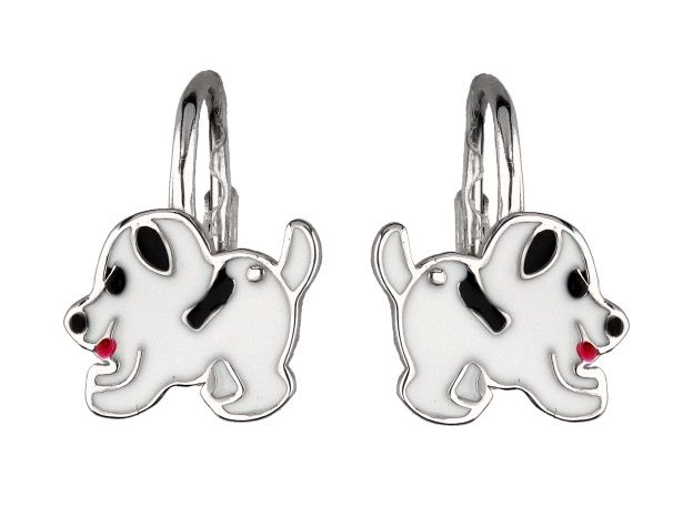 Silver Earrings Dog Kids English