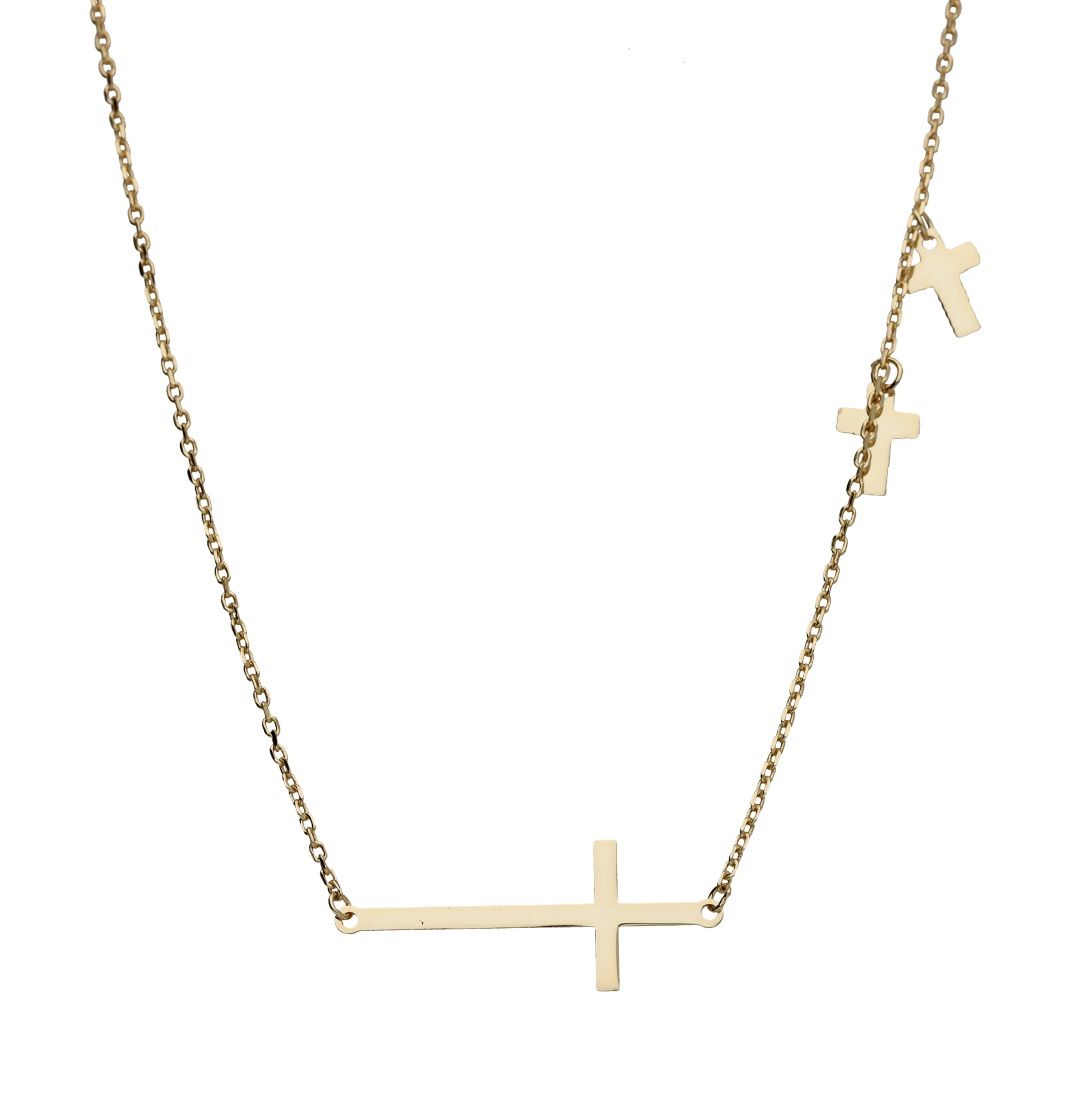 Silver Necklace Gold Plated Cross