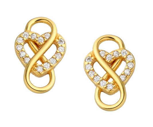 Silver Earrings Gold Plated Infinity Heart