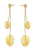 Silver Earrings Gold Plated Monstera