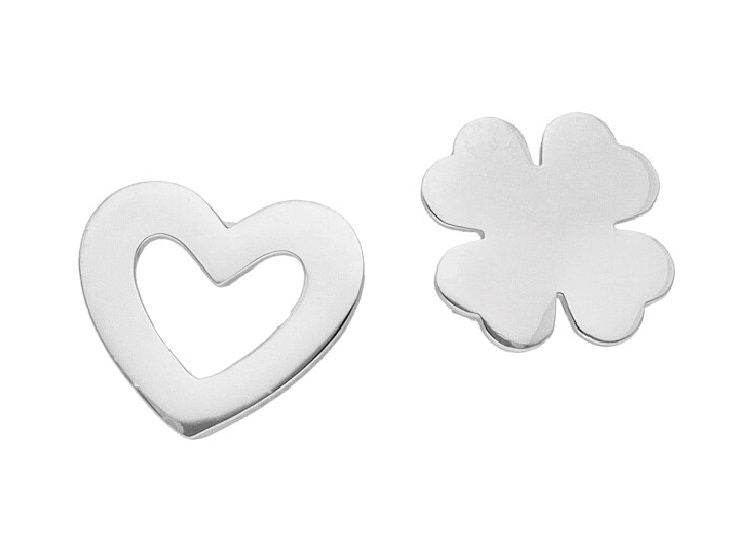 Silver Earrings Heart Clover