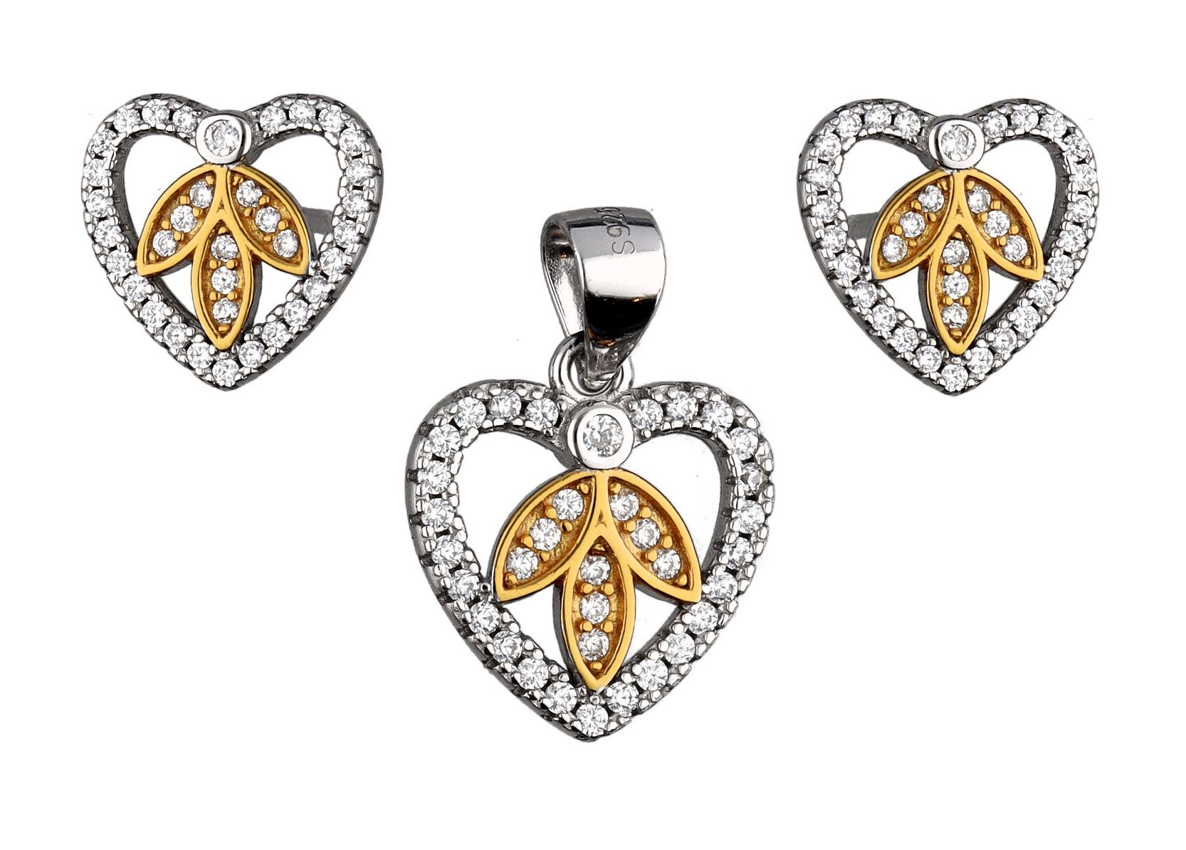 Silver Jewelry Set Rhodium&Gold