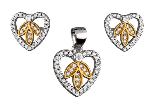 Silver Jewelry Set Rhodium&Gold