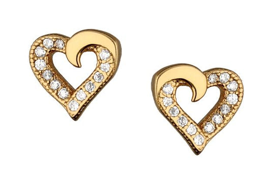Silver Earrings Gold Plated Heart