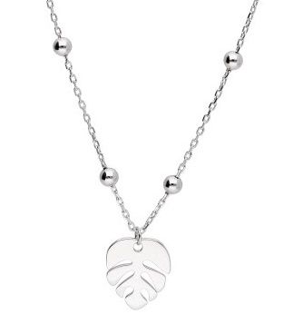 Silver Necklace Length 43+3 Monstera Leaf