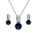 Silver Jewelry Set Main Cz Blue Steel Jade Length 43+3