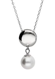 Silver Necklace White Shell Pearl Length 43+3