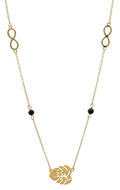 Silver Necklace Gold Plated Length 43+3 Monstera Leaf Infinity