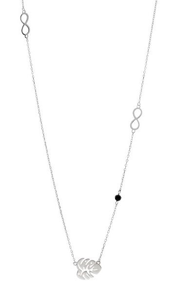 Silver Necklace Length 43+3 Monstera Leaf Infinity