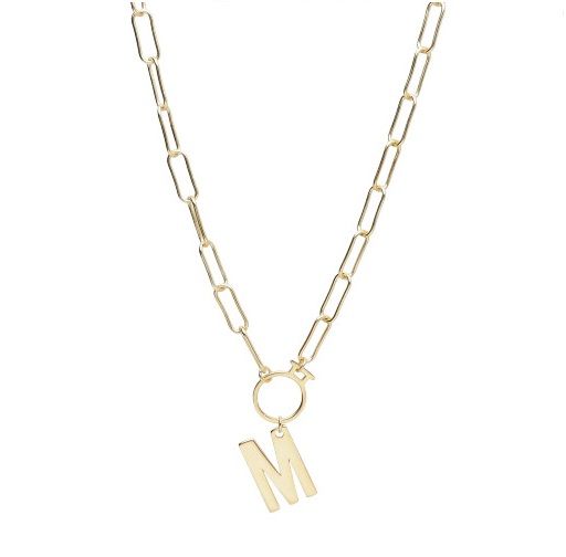 Silver Necklace Gold Plated Letters