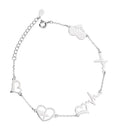 Silver Bracelet Heart Heartbeat