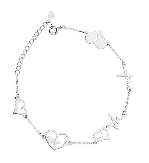 Silver Bracelet Heart Heartbeat