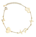 Silver Bracelet Gold Plated Heart Heartbeat