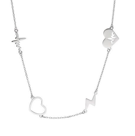 Silver Necklace Heart Heartbeat