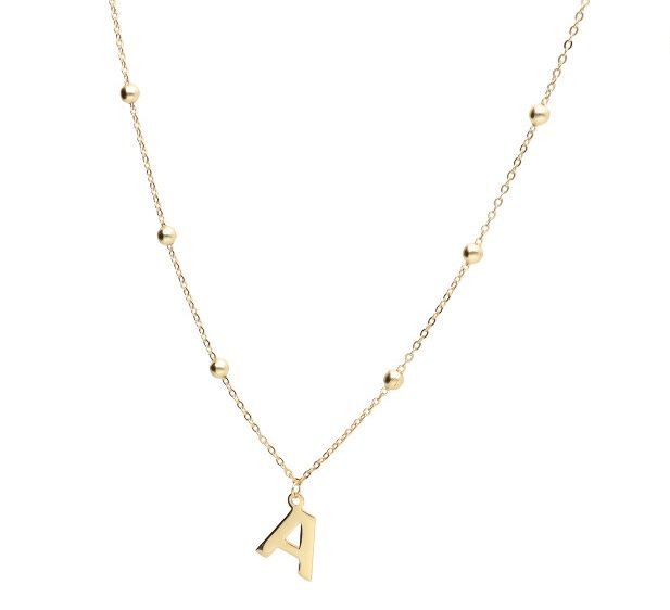 Silver Necklace Gold Plated Letters
