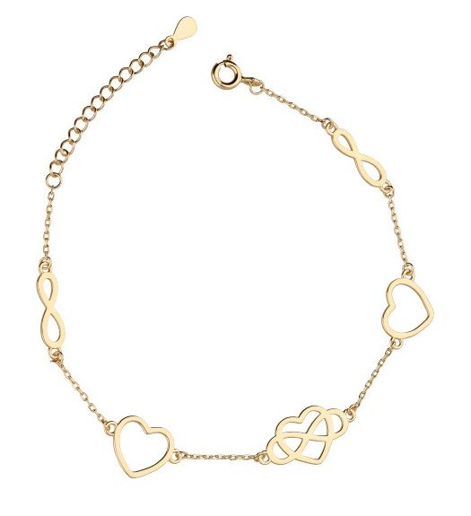 Silver Bracelet Gold Plated Infinity Heart