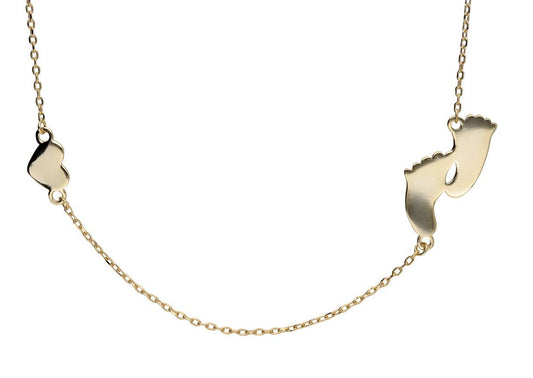Silver Necklace Foot Heart