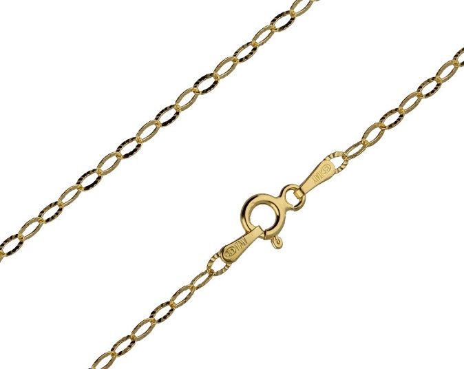 Silver Chain, oval star gold G025 L45cm