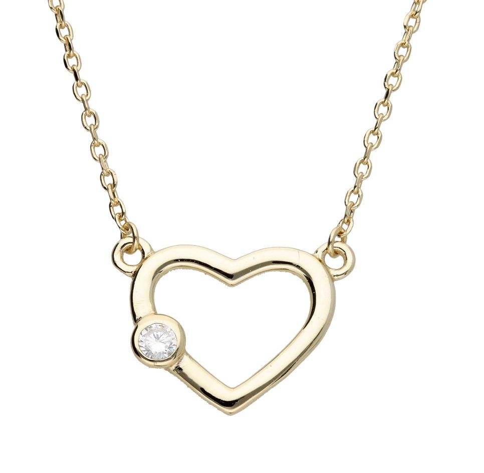 Silver Necklace Gold Plated Heart