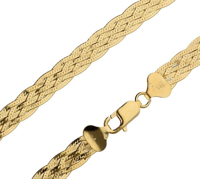 Silver Chain, Braid 02 6B Gold-Plated G035 L19 cm