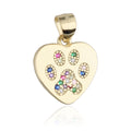 Silver Pendant Gold Plated Peacock Heart Dog
