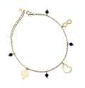 Silver Bracelet Gold Plated 16.5+3 Heart Clover Infinity