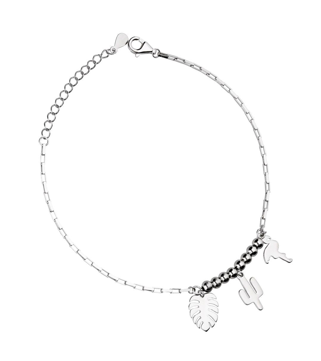 Silver Bracelet 16.5+3 Monstera Leaf