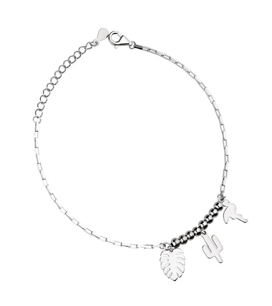 Silver Bracelet 16.5+3 Monstera Leaf