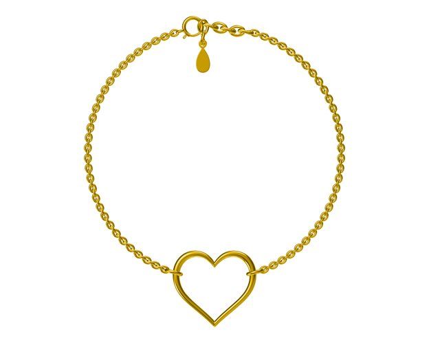 Silver Bracelet Gold Plated Heart