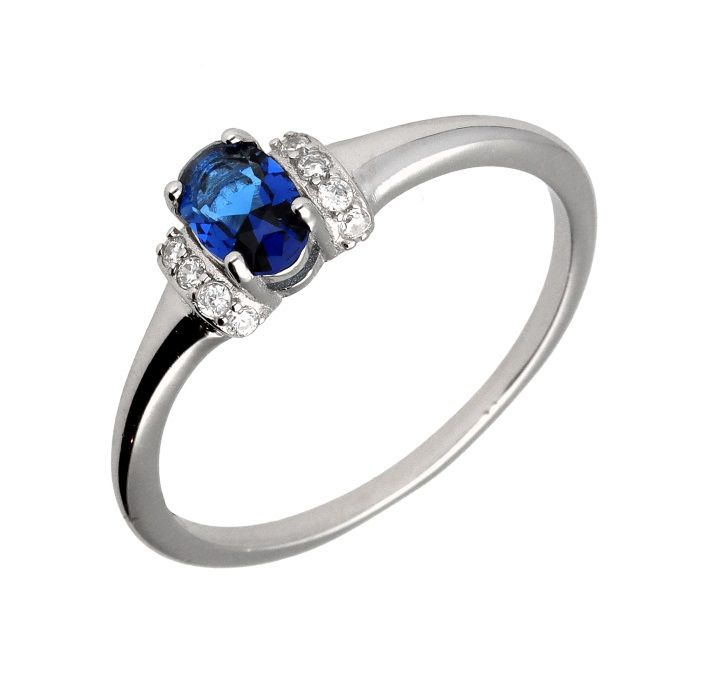 Silver Ring Us Size: #6 #6.5 #7 #7.5 #8 #8.5 Sapphire
