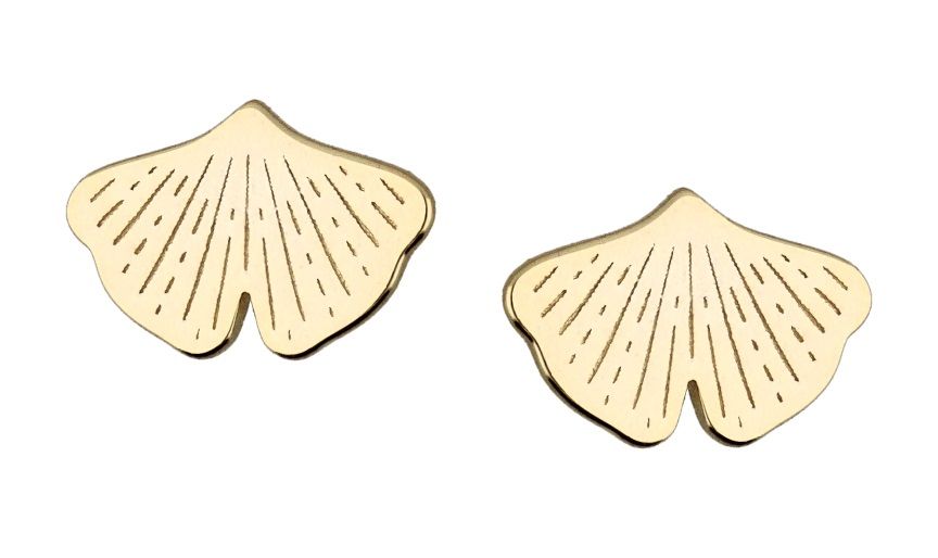 Silver Earrings Gold Plated Leaf