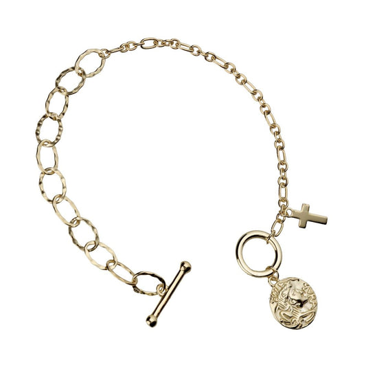 Silver Bracelet 16.5+3 Gold Plated Cross