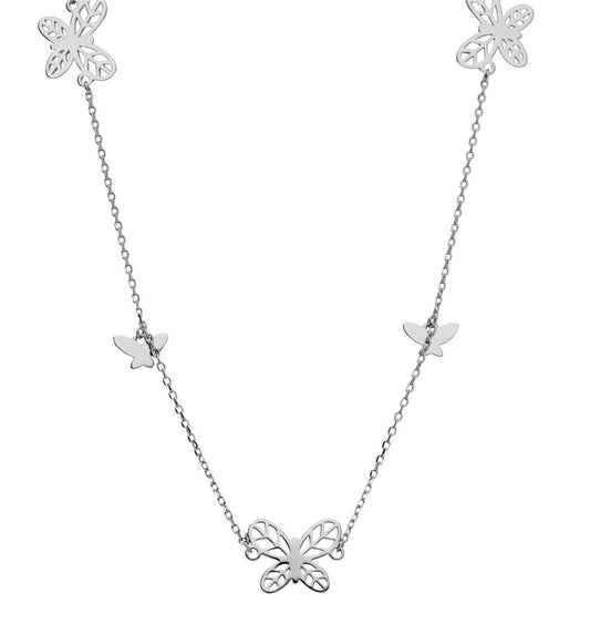 Silver Necklace Butterfly
