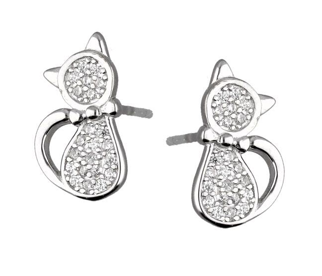 Silver Earrings Cat Kids