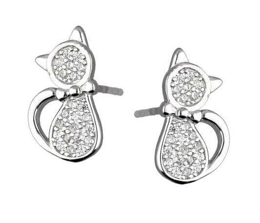 Silver Earrings Cat Kids