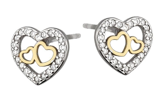 Silver Earrings Rhodium&Gold Heart