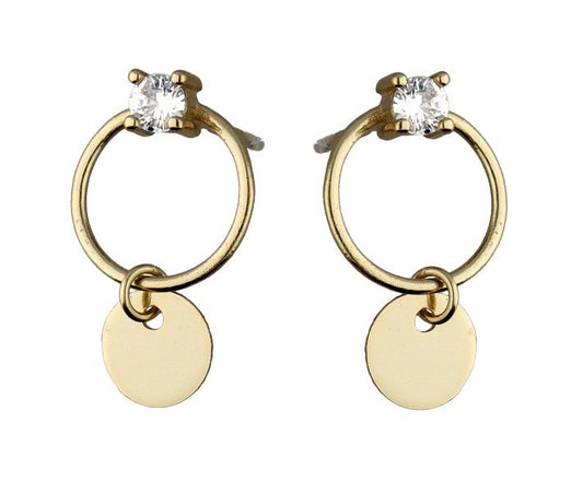 Silver Earrings Gold Plated White Cz