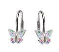 Silver Earrings Mix Color Cz Kids Butterfly English