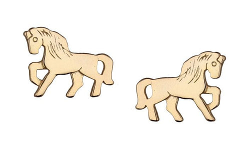 Silver Earrings Gold Plated Horse Kids