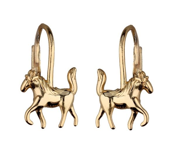 Silver Earrings Gold Plated Horse Kids Eng.