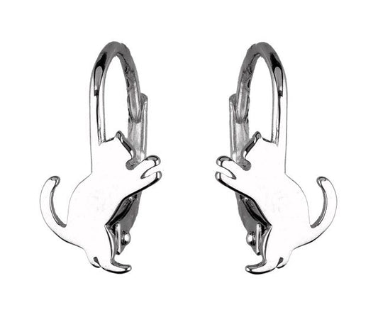 Silver Earrings Cat Kids English