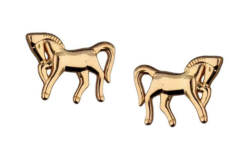 Silver Earrings Gold Plated Horse Kids