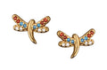 Silver Earrings Gold Plated Dragonfly
