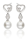 Silver Earrings Pearl Heart