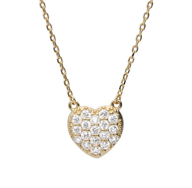 Silver Necklace Gold Plated Heart
