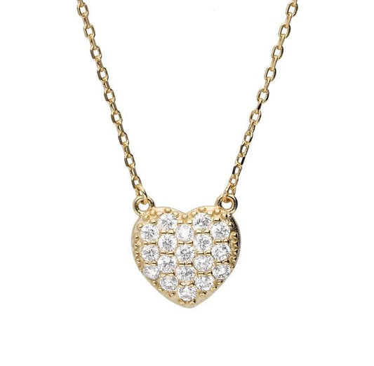 Silver Necklace Gold Plated Heart