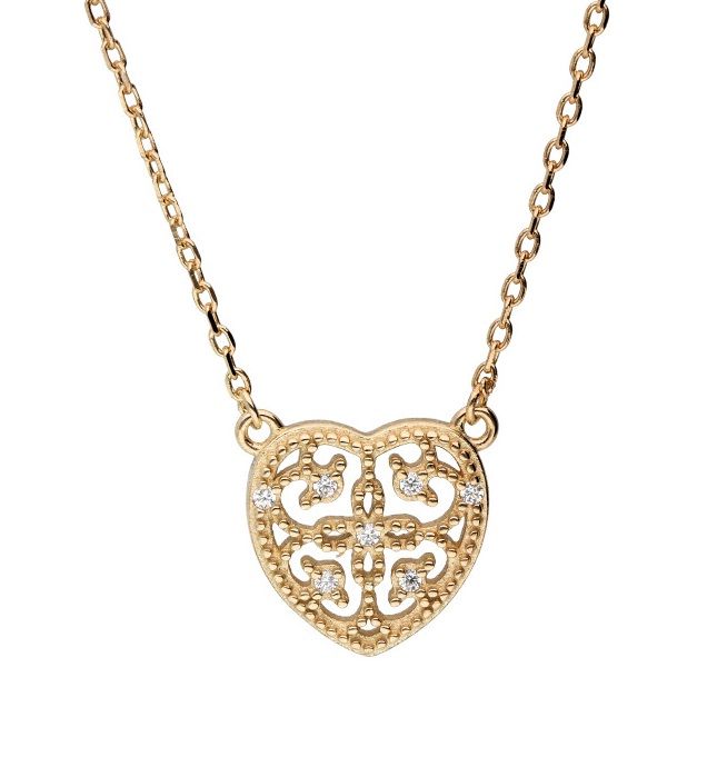 Silver Necklace Gold Plated Heart